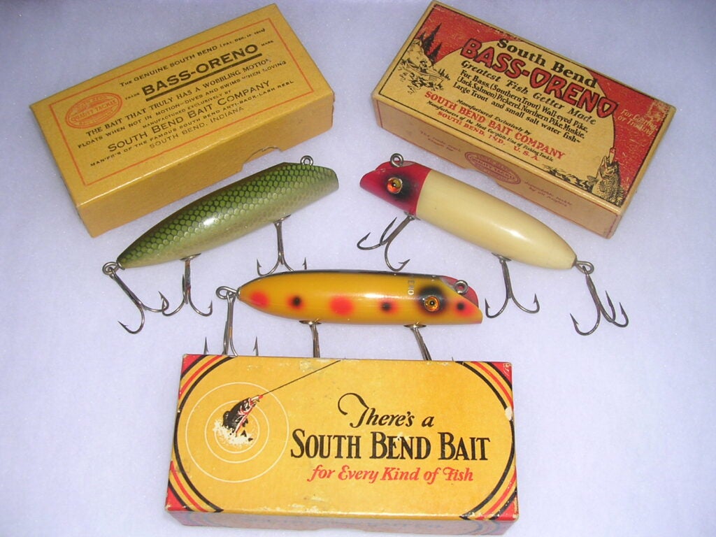 Vintage diving minnow salt water fishing lure made of plastic from 1960s