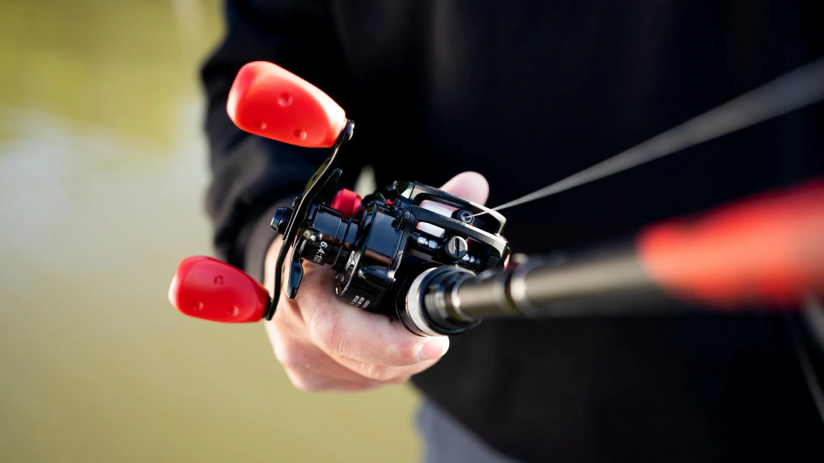 Close-up of angler holding Abu Garcia Max X Low Profile Baitcast Rod and Reel combo