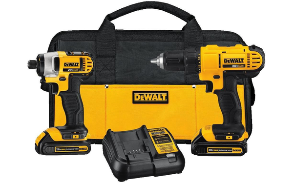 DEWALT 20V MAX Cordless Drill and Impact Driver Power Tool Combo Kit on white background