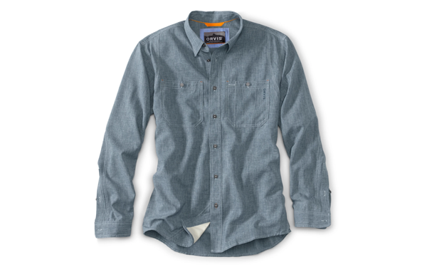 Orvis Tech Chambray Work Shirt on white background