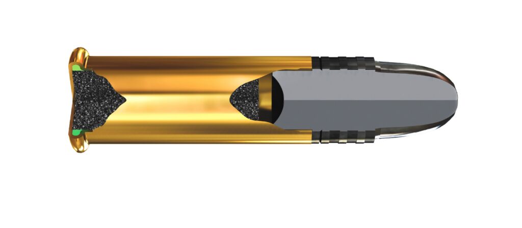 Cross section of a 22 LR cartridge