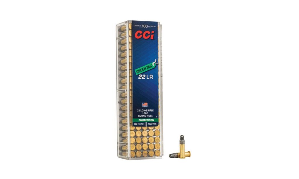 CCI 22 LR target ammo on white background.