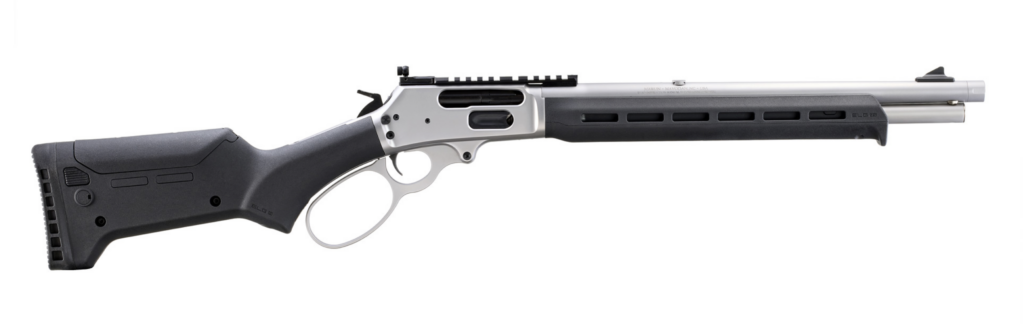 Marlin 1895 Trapper with Magpul stock on a white background.