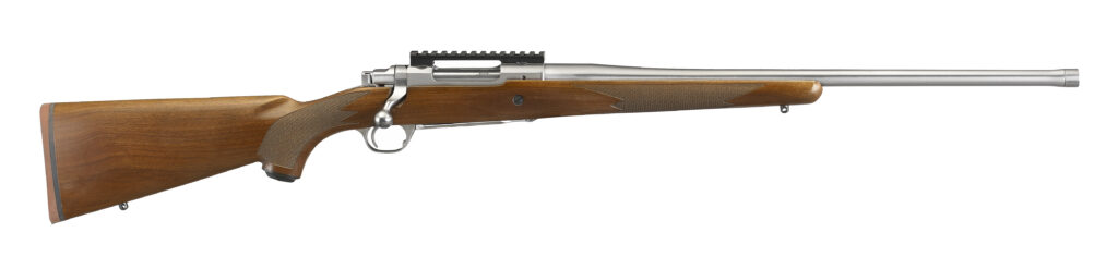 Ruger Hawkeye Hunter bolt-action rifle on a white background