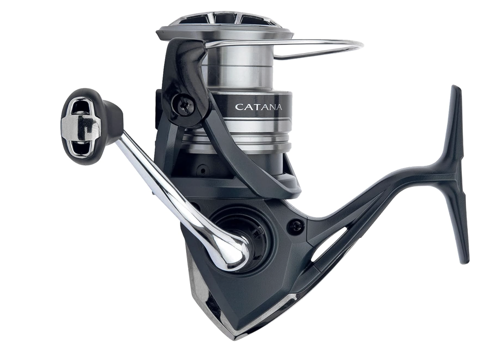 Shimano Catana spinning fishing reel in black and silver finish