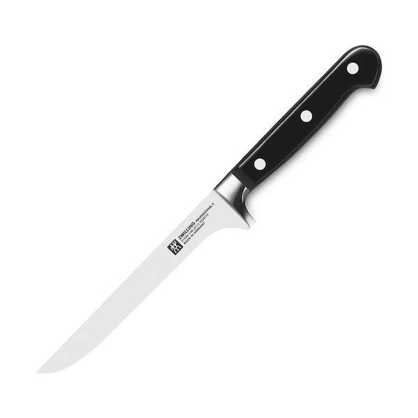 Zwilling Professional S boning knife with black riveted handle, made in Germany