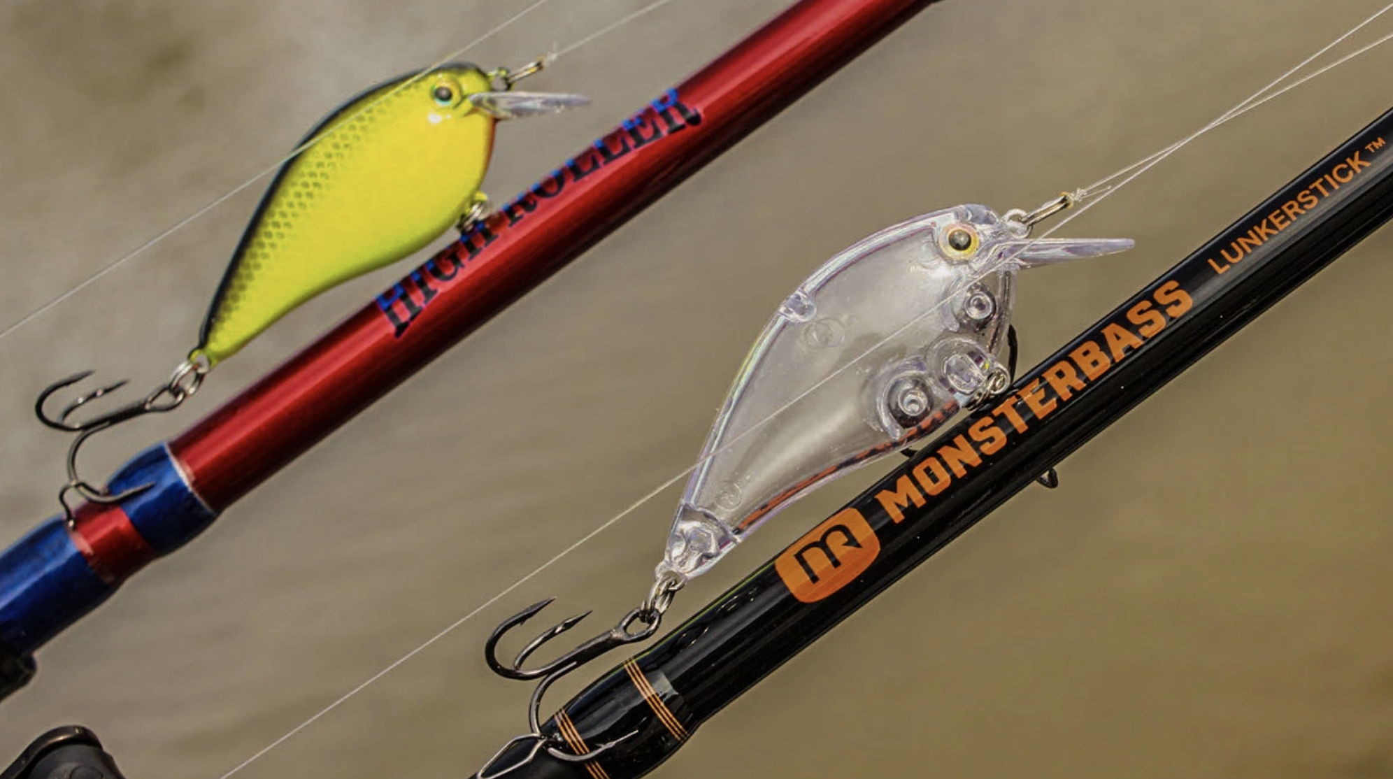 Two crankbaits rigged up on rods