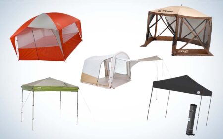 The 7 Best Canopy Tents of 2024 Five camping shelters including tents, canopies, and screen houses on white background