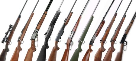 The 10 Best Deer Camp Rifles Collection of various hunting rifles and shotguns displayed against white background