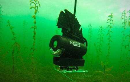 The 6 Best Underwater Fishing Cameras of 2025 AquaVu underwater camera ROV exploring green algae-filled freshwater lake environment