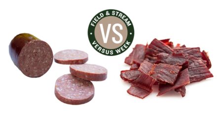 Field & Stream Versus Week: summer sausage slices vs beef jerky strips comparison