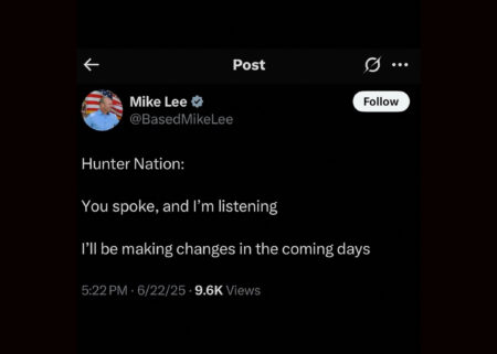Mike Lee tweet addressing Hunter Nation promising changes in coming days, June 2025
