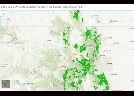 Map showing USFS and BLM federal lands available for sale in Colorado Senate Reconciliation Bill