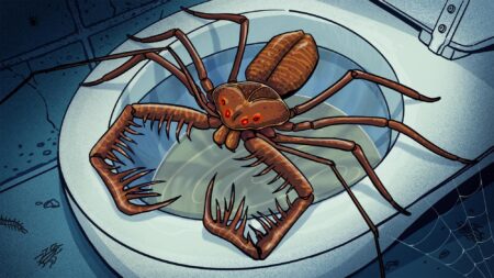 Ask the Experts: Giant Spiders, Disdain for the 30/06, and Richard Mann’s Best Shot Ever Menacing giant spider with red eyes sitting in a toilet bowl illustration