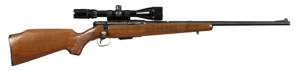 Savage Model 340 bolt-action rifle on a white background.