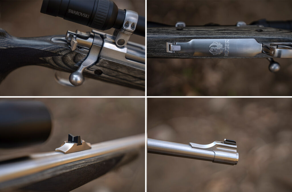 Detail photos of the Alaskan's action, floorplate, and sights. 