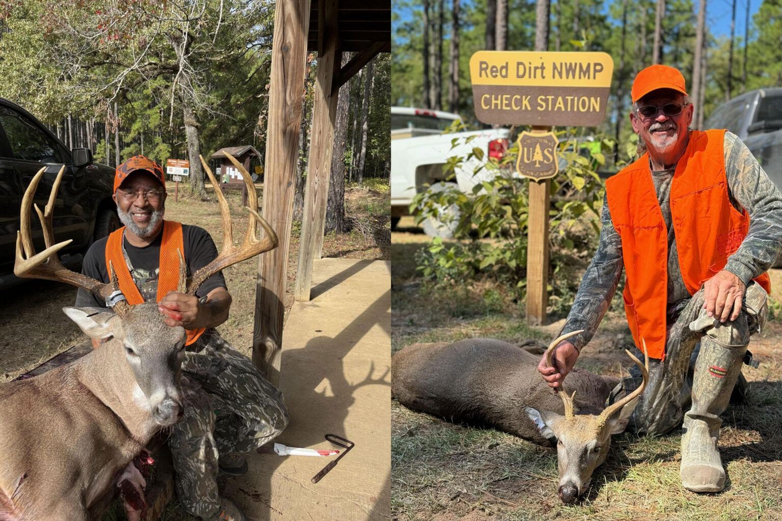 Hunters pose with whitetail deer taken on public land in Louisiana.