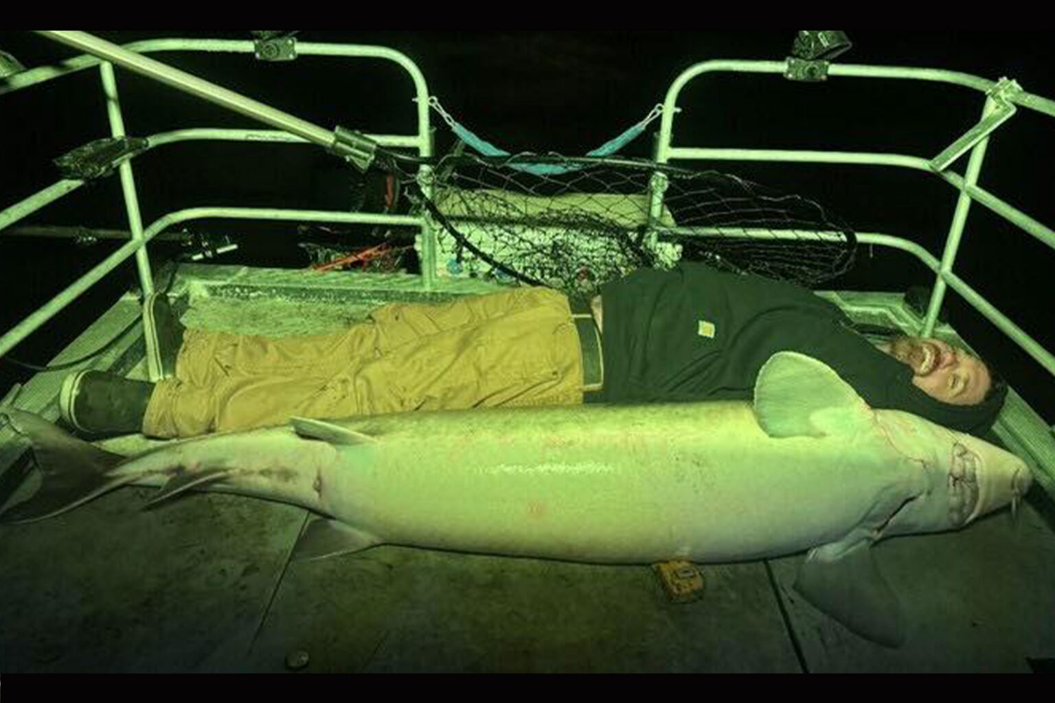 A photo of a record lake sturgeon.