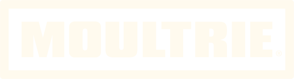 Moultrie brand logo in bold white text on black rectangular background