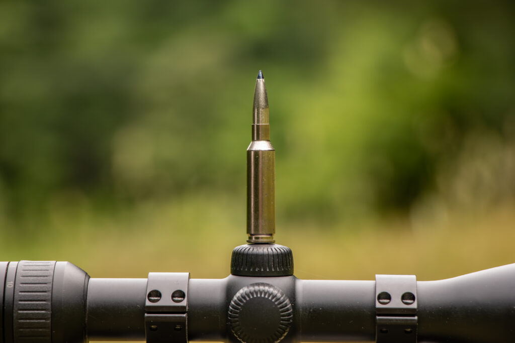 Federal’s new 6.5 Creedmoor +PEAK standing on a scope turret.
