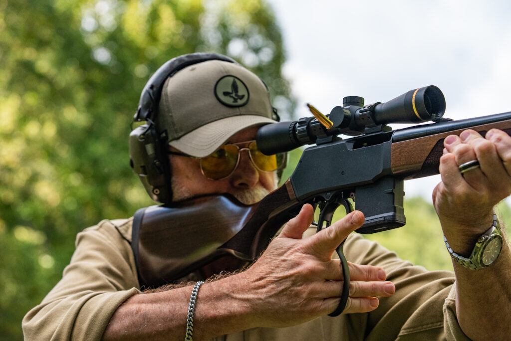 Man shooting the new Henry Lever Action Supreme rifle
