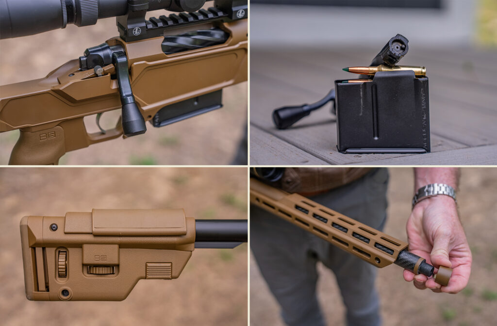 Closeup photos of the Heatseeker rifles key features