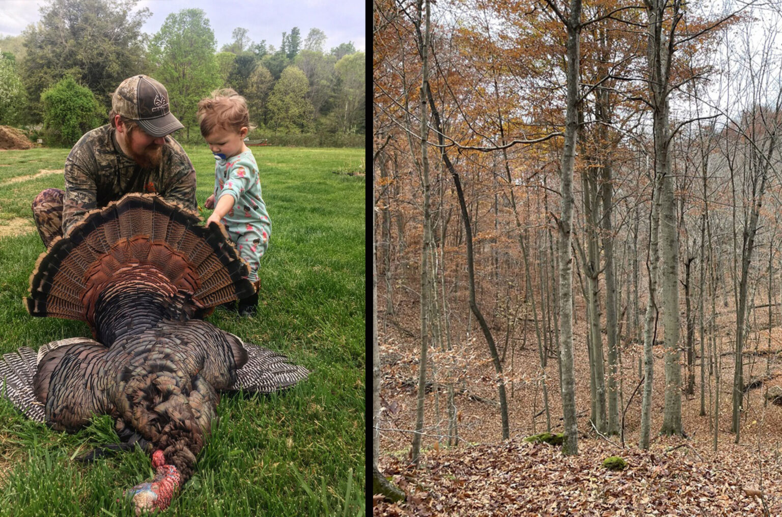 A hunter and his son with a wild turkey killed on public land in Ohio.