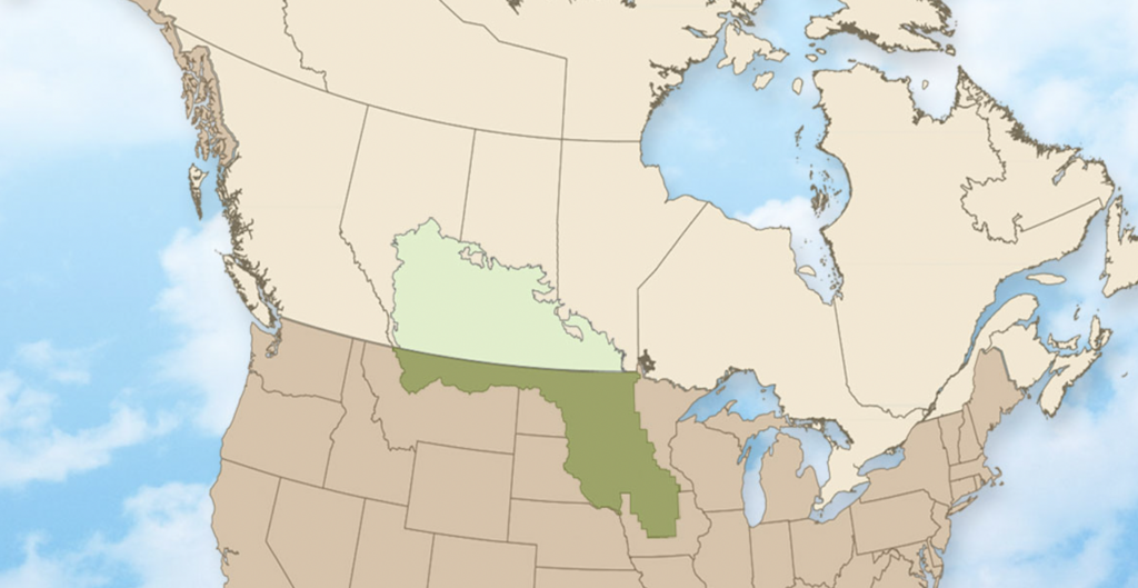 A map of the Prairie Pothole region.