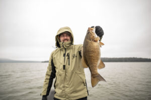 Angler holds up smallmouth