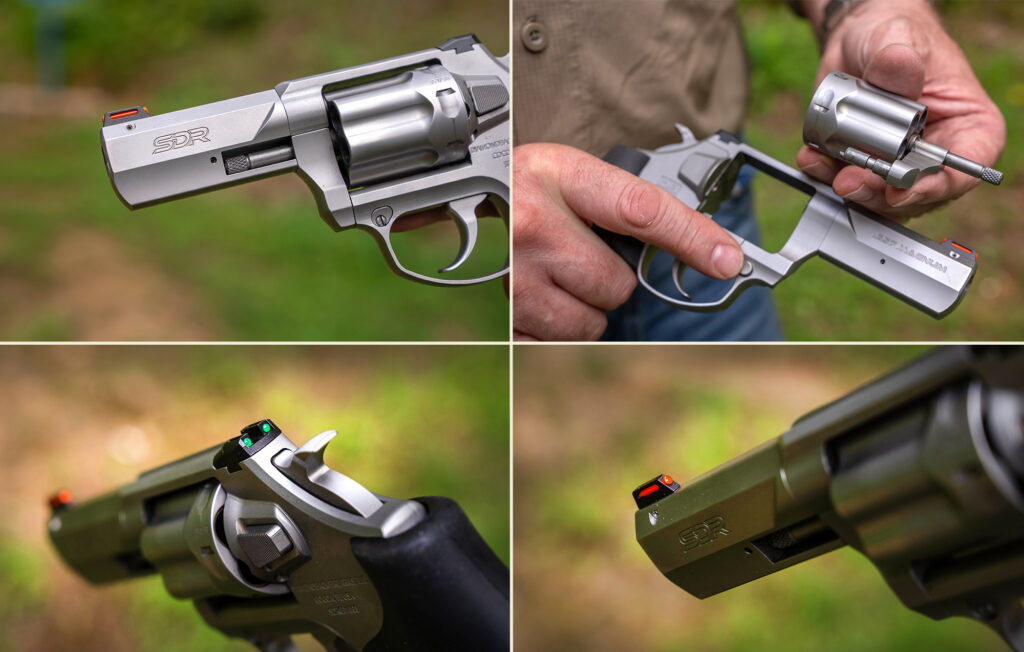 Closeup photos showing key features of the Diamondback SDR revolver. 