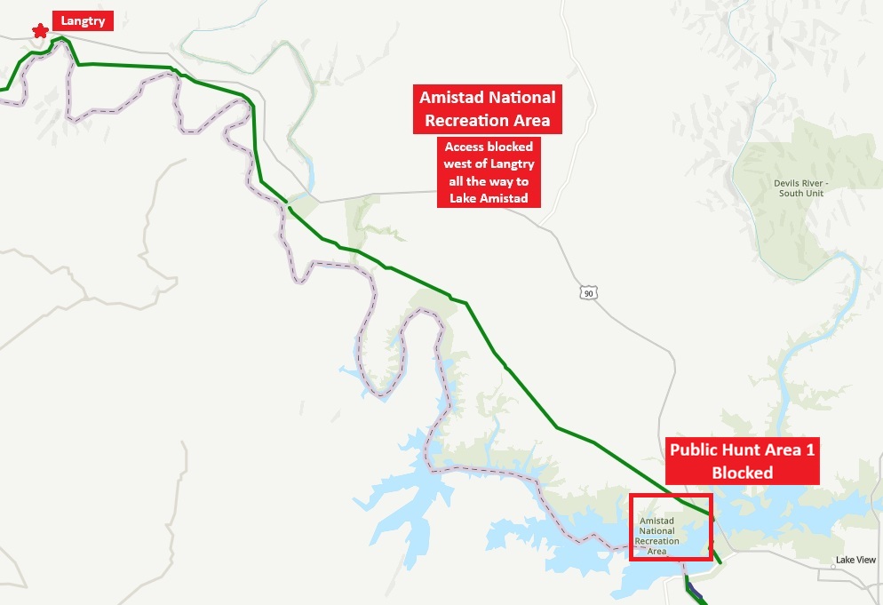 A map of a proposed border wall on public land in Texas. 