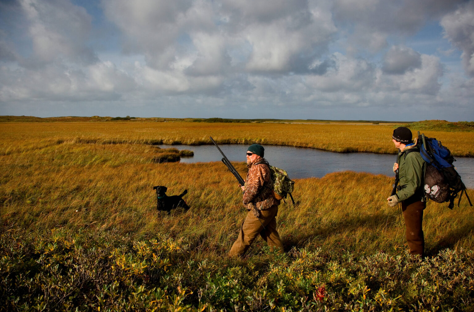Two waterfowl hunters on a National Wildlife Refuge.