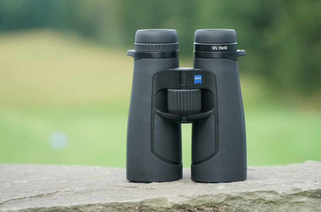 The new Zeiss SFL 10x50 standing on a rock