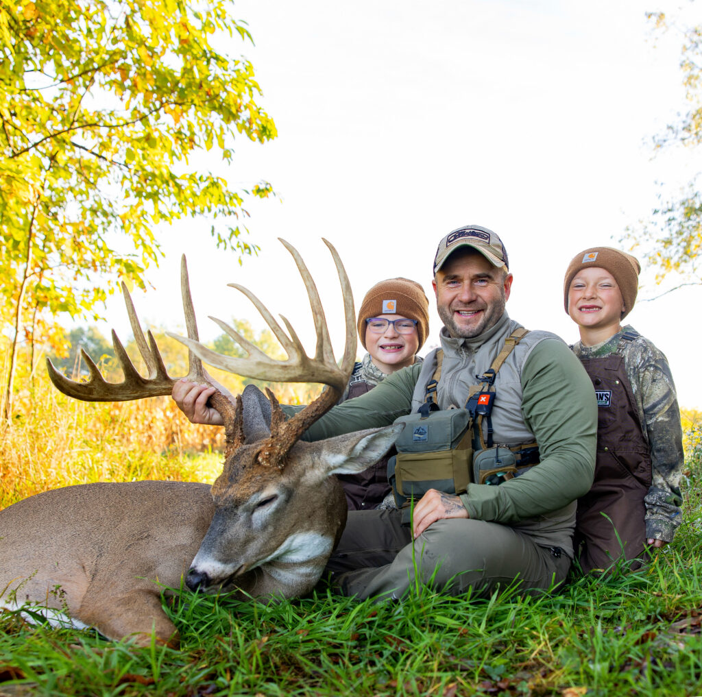 Ohio Bowhunter Arrows Giant 200-Class Whitetail with 15 Scorable Points A bowhunter poses with a trophy buck taken in Ohio.