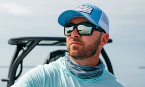 Angler wearing Costa Del Mar polarized sunglasses