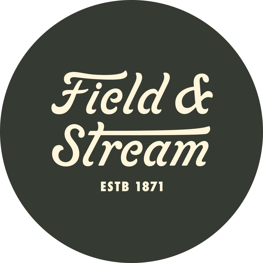 Field & Stream logo established 1871 on dark green circular background