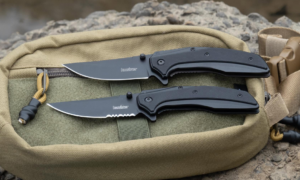 Kershaw folding knives on tactical bag