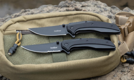 Kershaw folding knives on tactical bag