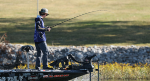 Angler fishing in tournament