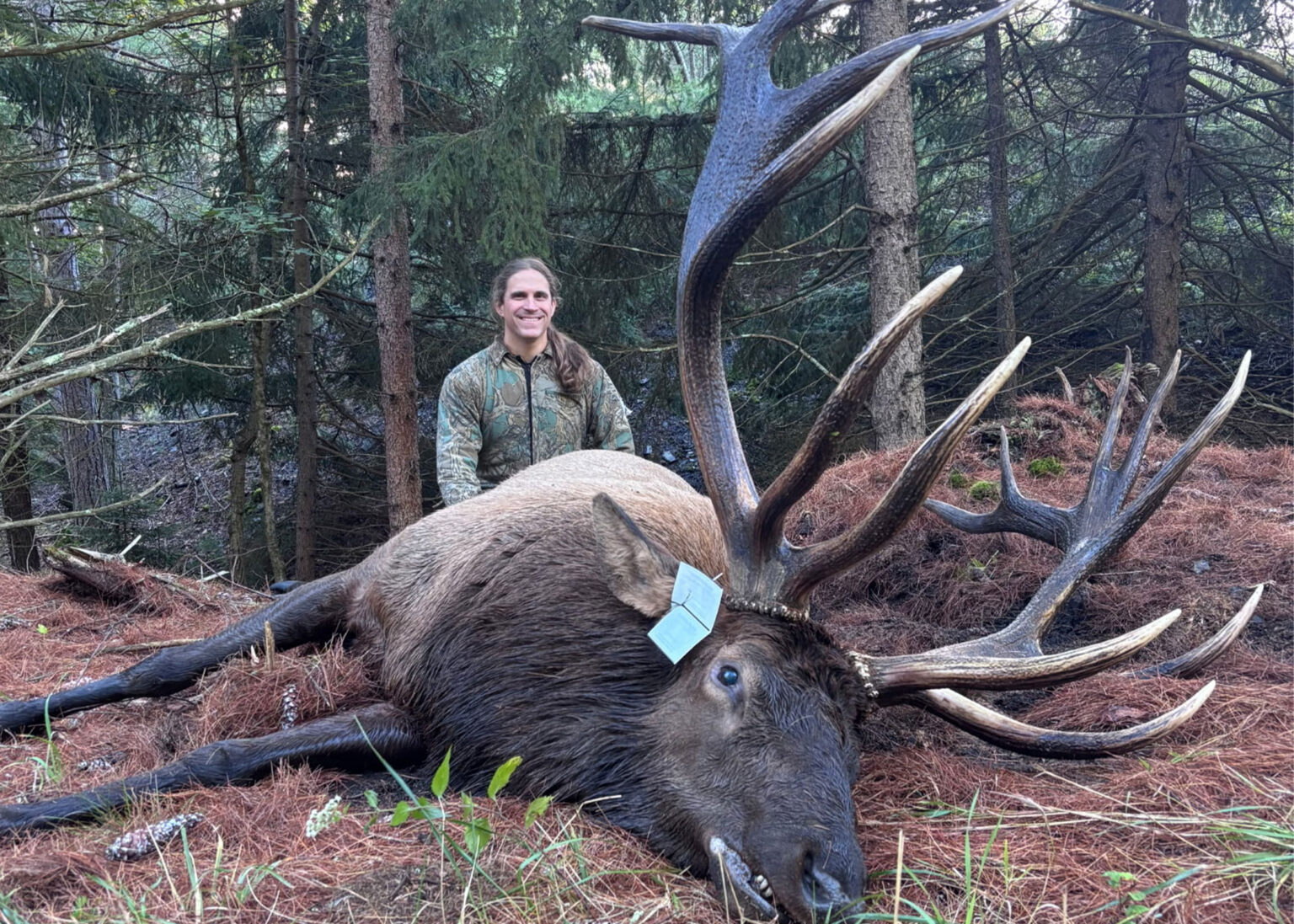 An hunter poses with a trophy elk in Pennsylvania.