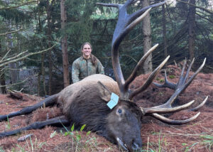 An hunter poses with a trophy elk in Pennsylvania.