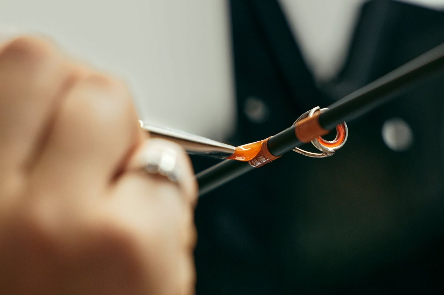 epoxying fly rod wrap