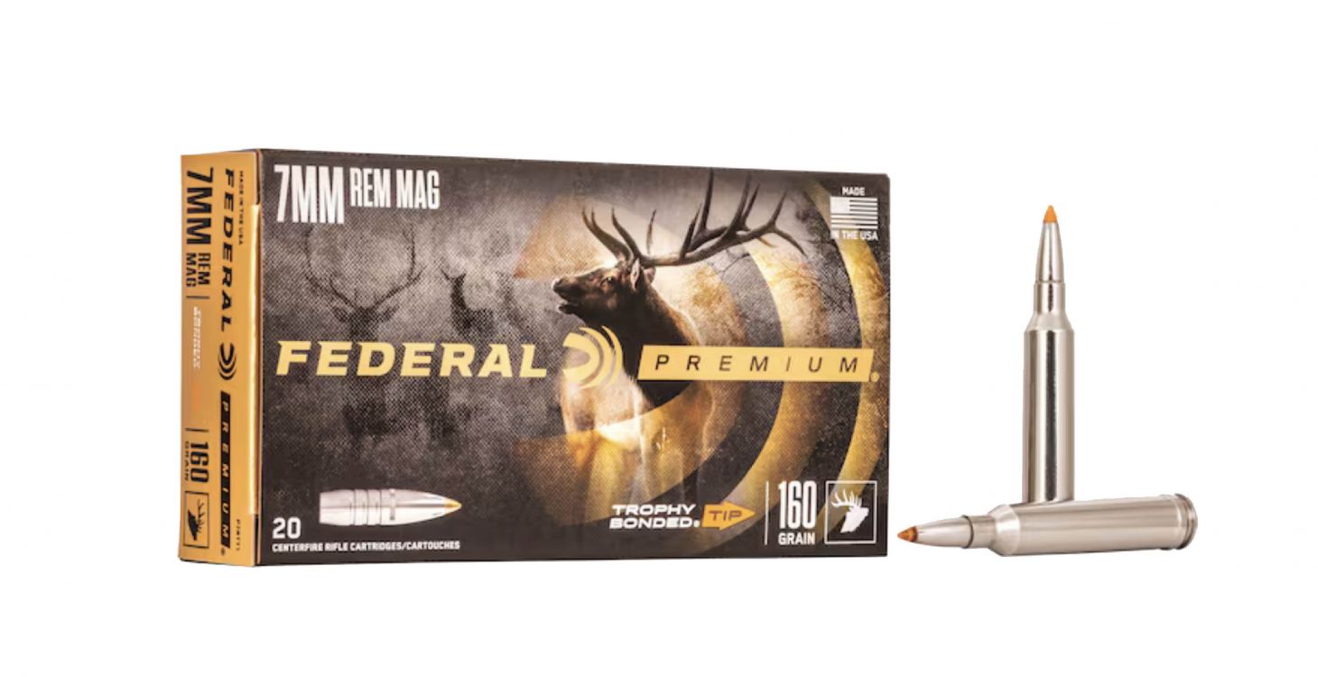Federal Premium rifle ammo in 7mm Remington Magnum. 