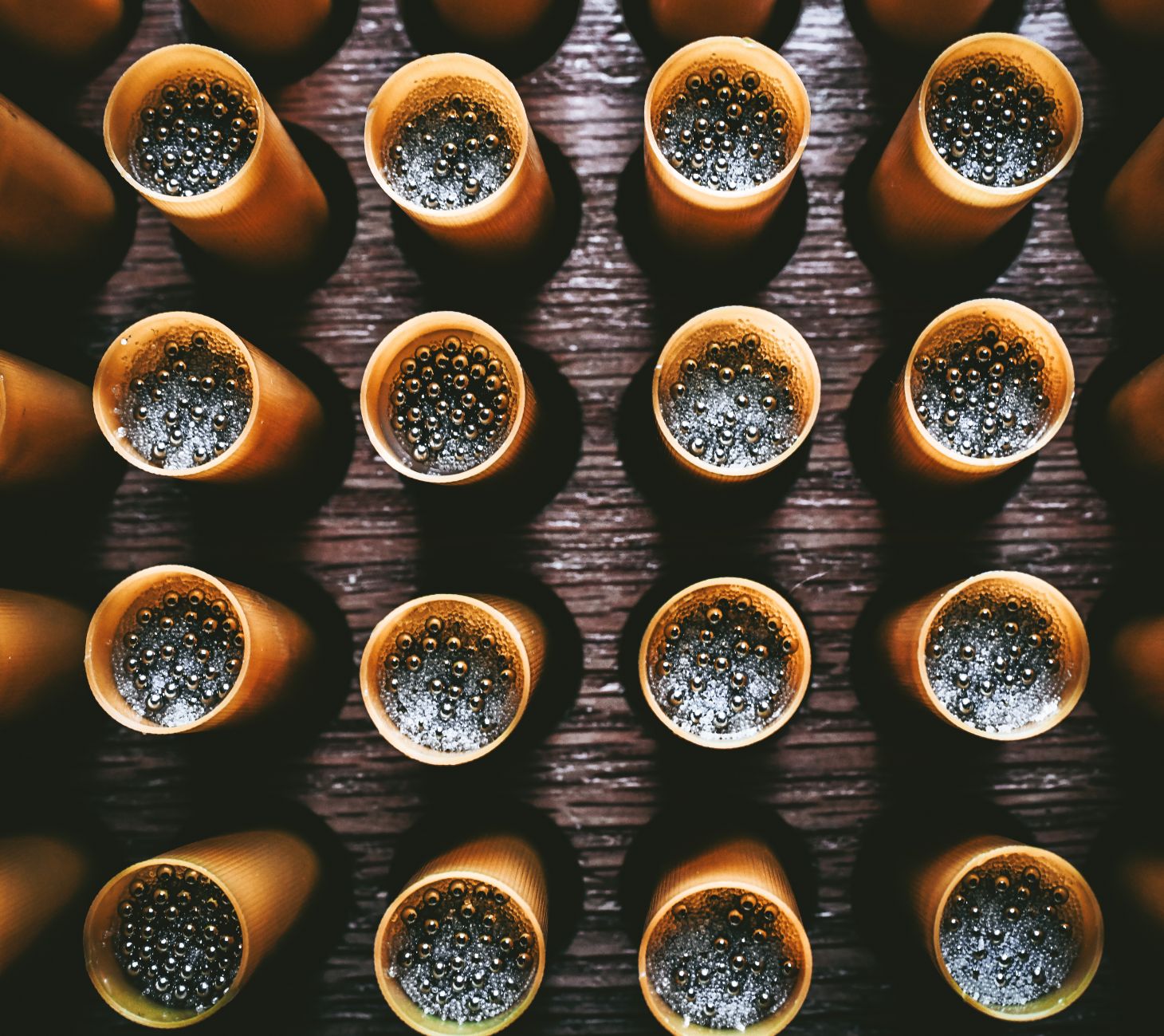 Open shotshells lined up