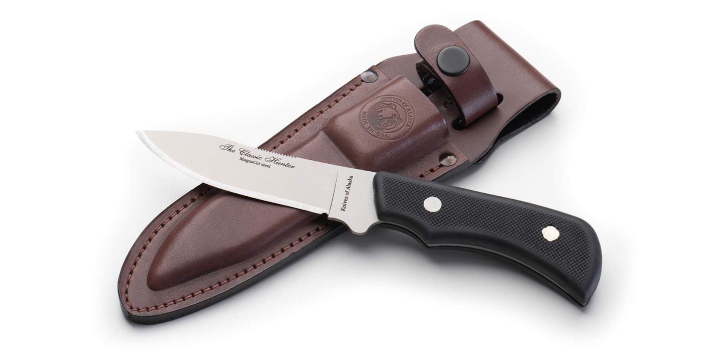 The new Knives of Alaska Classic Hunter knife on a white background. 