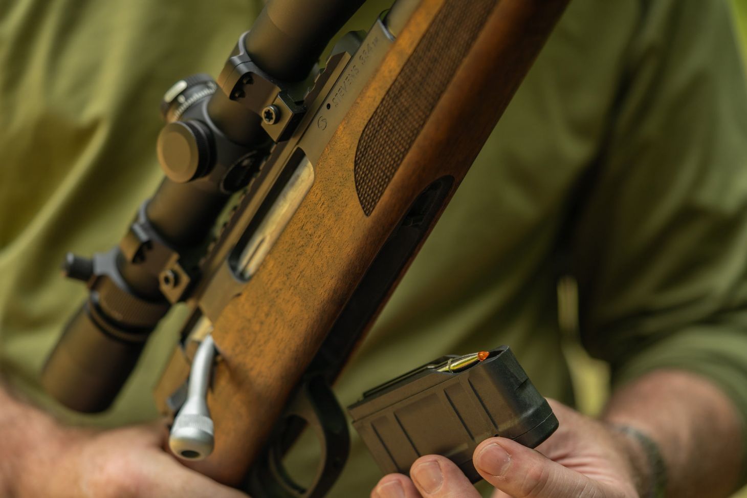 The 334's polymer detachable magazine only holds three rounds, but it functioned flawlessly.