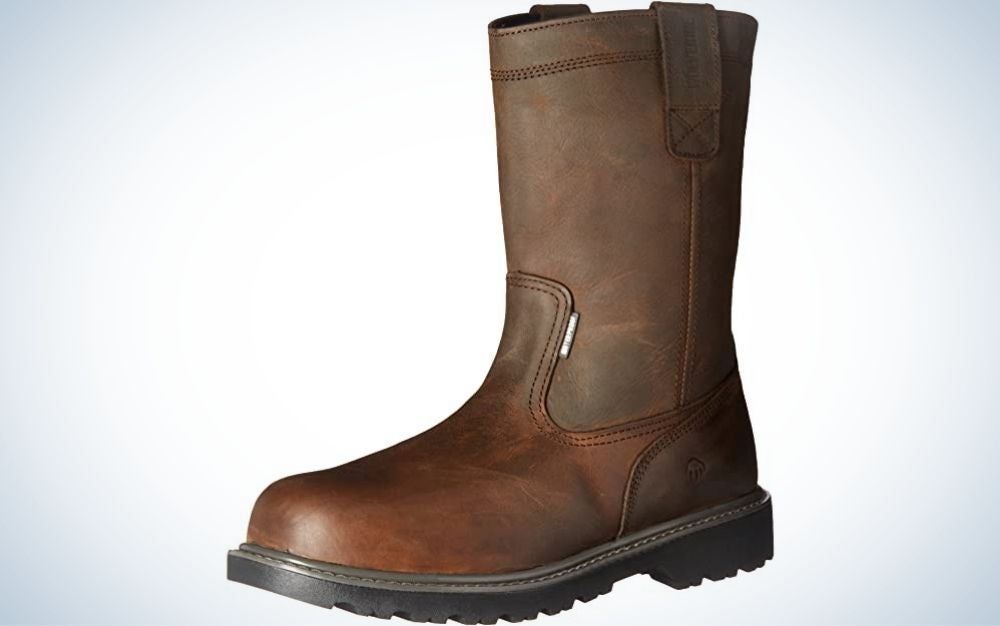 Wolverine MenÃ¢€™s Floorhand Steel-Toe Wellington Boot are the best pull on work boots.
