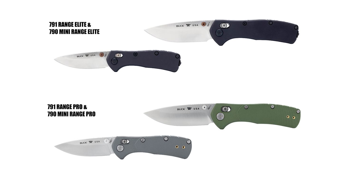 The new Buck Knives Range Series on a white background. 