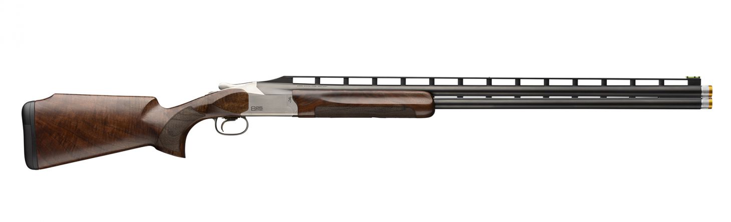 Browning's new Citori 825 Trap shotgun on white background. 