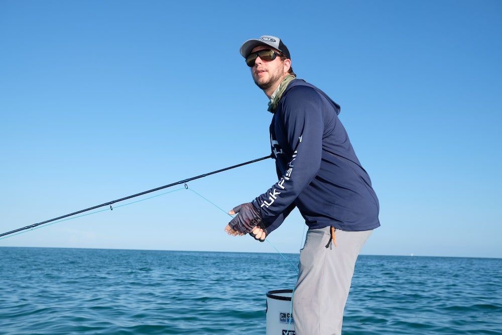 Angler wearing Costa Grand Catalina fishing sunglasses